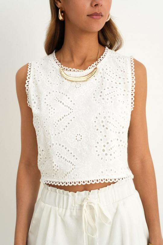 Top Donna White Rosa Fashion 1087 Efashion Paris