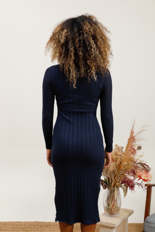 Midi dresses Women Marine blue Rosa Fashion 3133 Efashion Paris