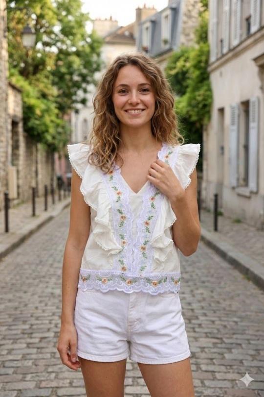 Tops Femme Blanc Rosa Fashion 973 Efashion Paris