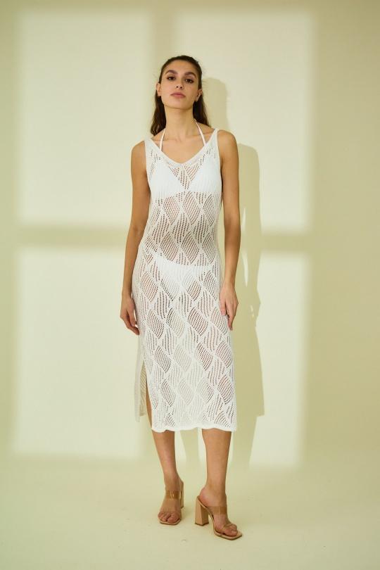 Robes mi-longues Femme Blanc Rosa Fashion Q72543 Efashion Paris