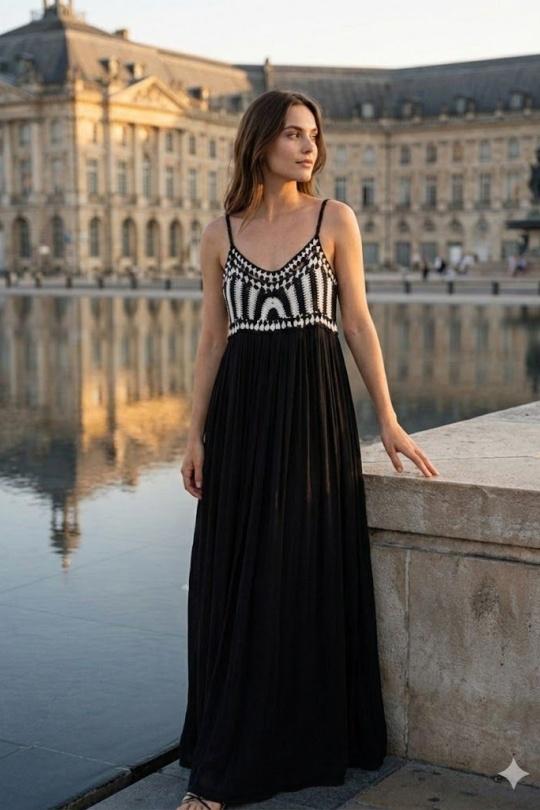 Robes longues Femme Noir/blanc Rosa Fashion H22 Efashion Paris