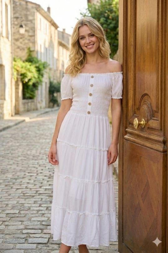 Robes longues Femme Blanc Rosa Fashion 195 Efashion Paris