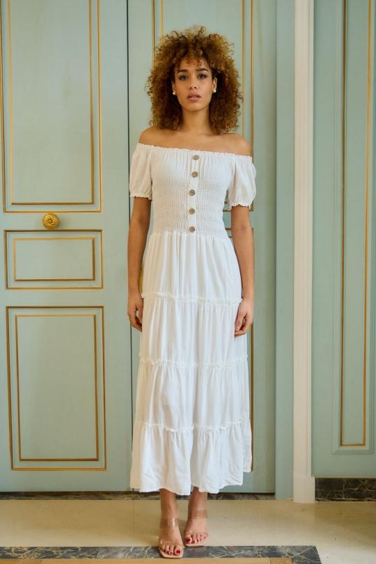 Robes longues Femme Blanc Rosa Fashion 195 Efashion Paris