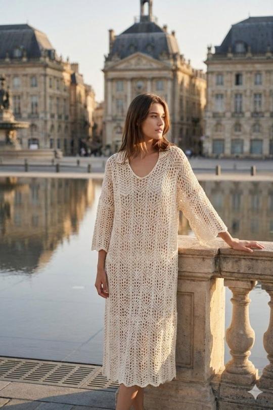 Robes longues Femme Beige Rosa Fashion J076 Efashion Paris