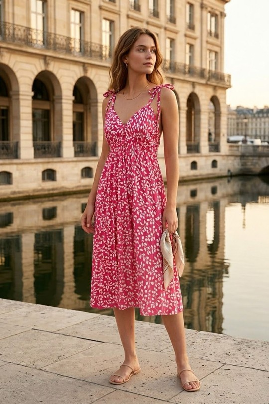 Robes mi-longues Femme Fushia Rosa Fashion RF2327-5 Efashion Paris