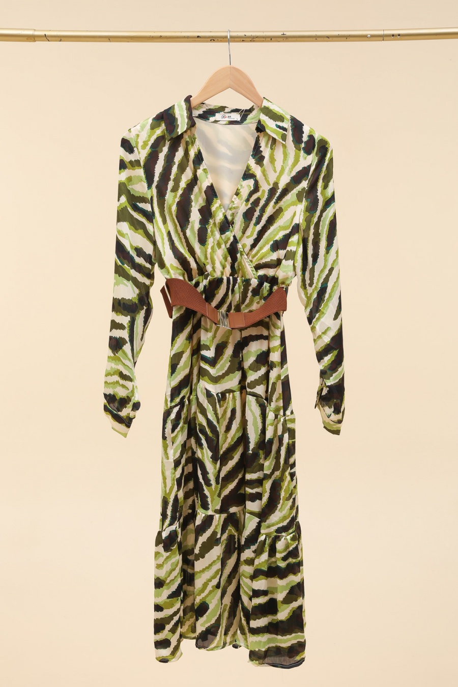 Vestidos a media pierna Mujer Taupe Rosa Fashion 1006 #c Efashion Paris