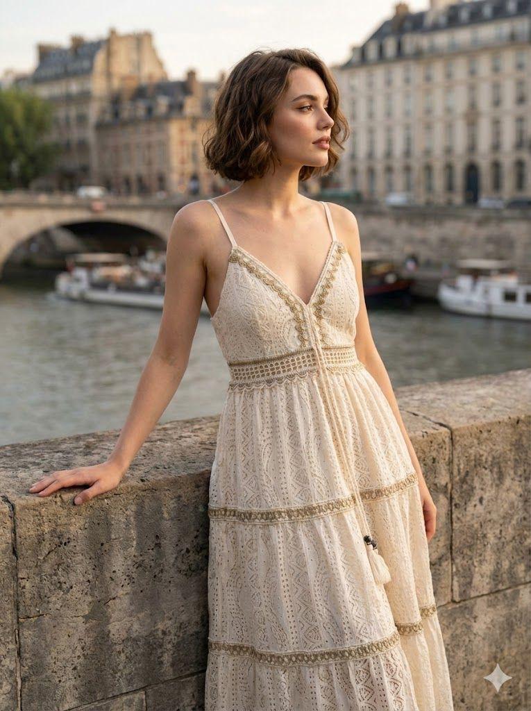 Robes mi-longues Femme Beige Rosa Fashion 2375 #c Efashion Paris