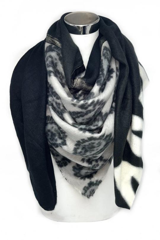 Foulards Accessoires Noir LINETA 4 EN 1-3 ECHARPE PREMIUM GRAND CARRÉ 4 EN 1   Efashion Paris