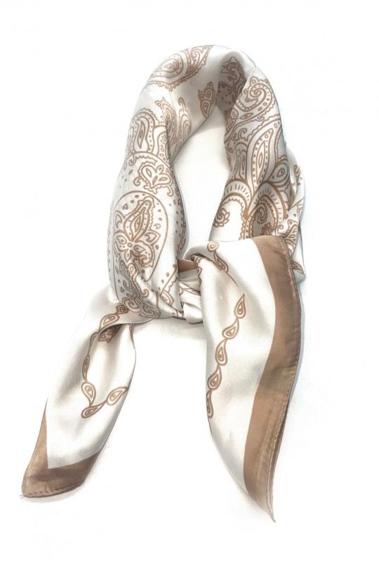 Fulares Complementos Beige LINETA D-164 FOULARD TOUCHE SOIE 70X70 MOTIF CACHEMIRE Efashion Paris