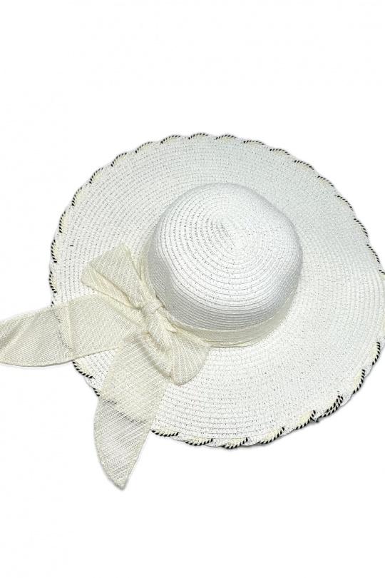 Chapeaux Accessoires Blanc LINETA MA-5 CHAPEAU DE SOLEIL AVEC FINITION RUBAN  Efashion Paris