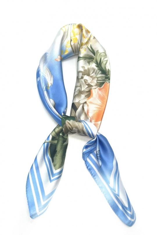 Foulards Accessoires Multicolore LINETA D-173 FOULARD TOUCHE SOIE 70X70 MOTIF FLEURI  Efashion Paris
