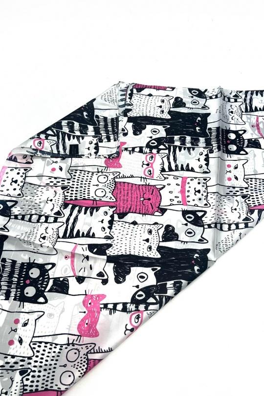 Foulards Accessoires Multicolore LINETA #24 FOULARD TOUCHE SOIE 70X70 MOTIF CHAT  Efashion Paris