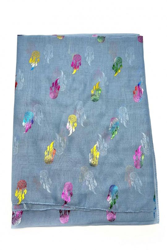 Foulards Accessoires Bleu ciel LINETA B-24 FOULARD LUREX MULTICOLORE MOTIF ATTRAPE RÊVE Efashion Paris