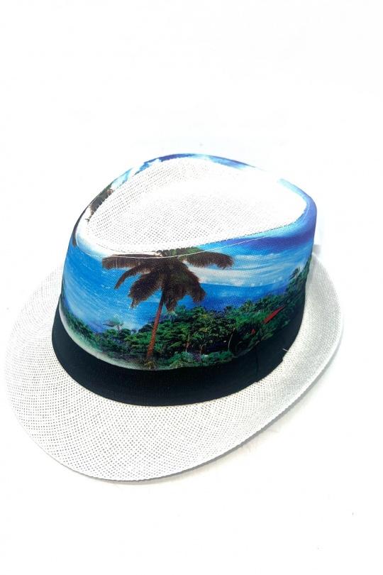 Chapeaux Accessoires Blanc LINETA JD2-21 CHAPEAU IMPRIMER PALMIER  Efashion Paris