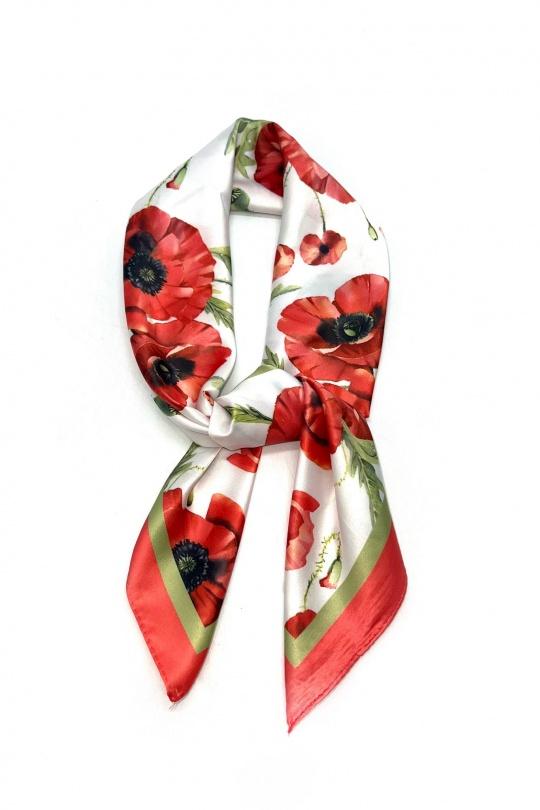 Foulards Accessoires Multicolore LINETA J-141 FOULARD TOUCHE SOIE 70X70 MOTIF COQUELICOT Efashion Paris