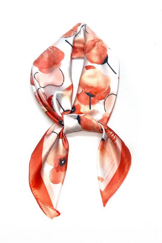 Foulards Accessoires Multicolore LINETA J-140 FOULARD TOUCHE SOIE 70X70 MOTIF COQUELICOT Efashion Paris