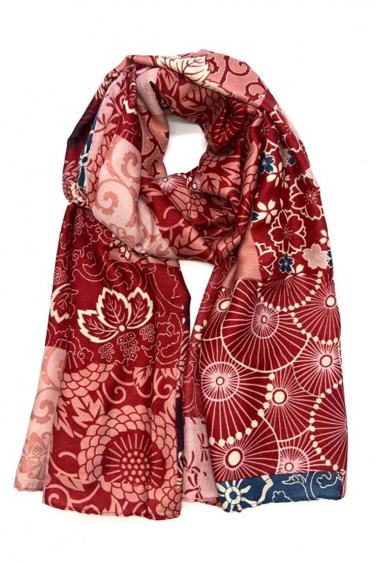 Foulards Accessoires Rouge LINETA HH-315 FOULARD IMPRIMÉ STYLE ORIENTAL  Efashion Paris
