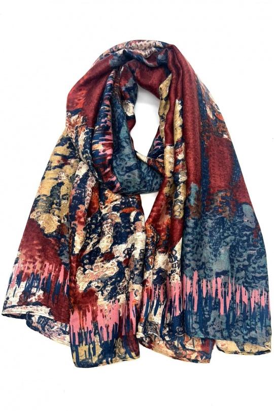 Foulards Accessoires Rouge LINETA HH-316 FOULARD IMPRIMÉ  Efashion Paris