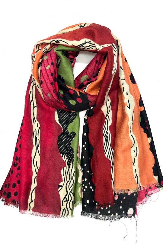 Foulards Accessories Red LINETA HH-318 FOULARD IMPRIMÉ MOTIF PETIT POIS  Efashion Paris