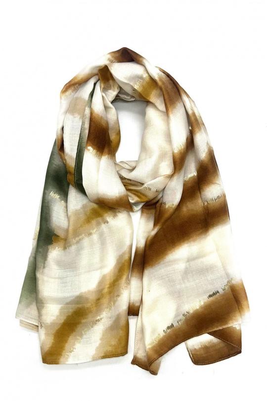 Écharpes Accessoires Beige LINETA HH-293 FOULARD IMPRIMÉ AVEC LUREX Efashion Paris