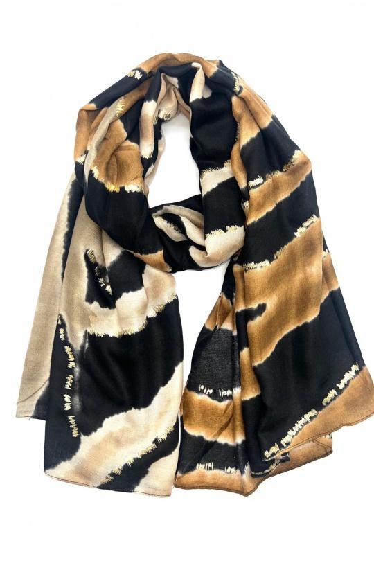 Écharpes Accessoires Beige LINETA HH-293 FOULARD IMPRIMÉ AVEC LUREX Efashion Paris