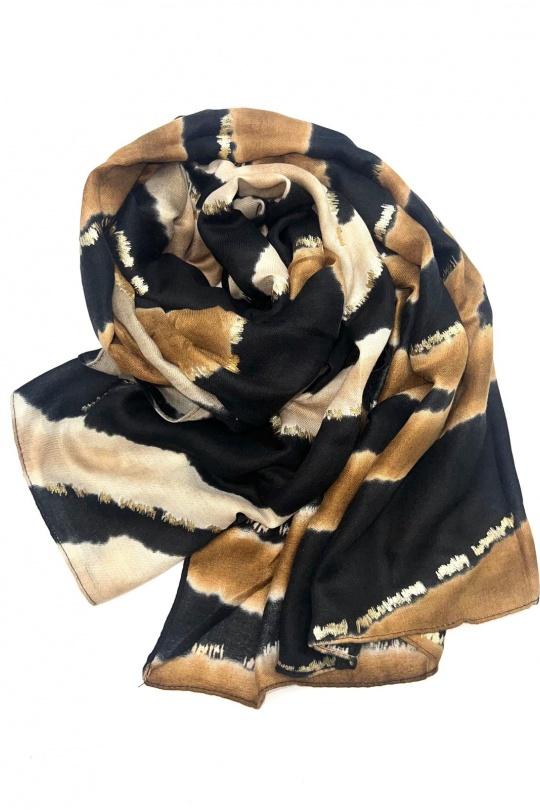 Écharpes Accessoires Beige LINETA HH-293 FOULARD IMPRIMÉ AVEC LUREX Efashion Paris