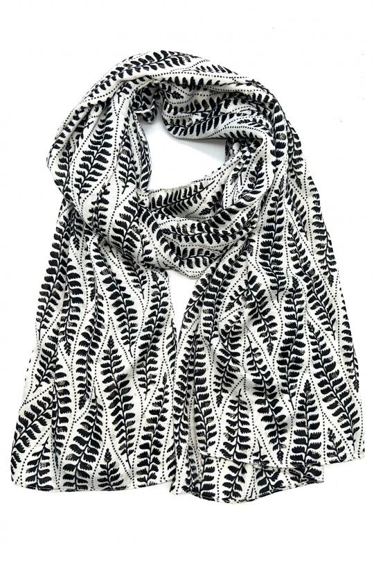 Foulards Accessoires Blanc LINETA HH-284 FOULARD IMPRIMÉ AVEC DORURE  Efashion Paris