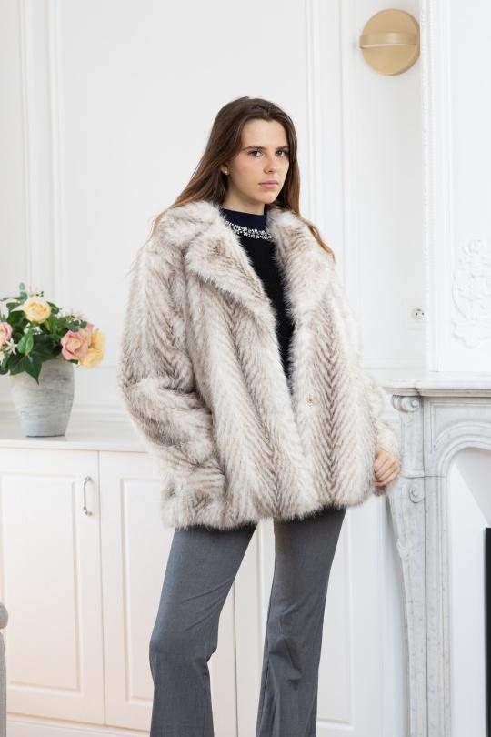 Cappotti Donna Cream LINETA F-1 MANTEAU FAUSSE FOURRURE BICOLORE  Efashion Paris