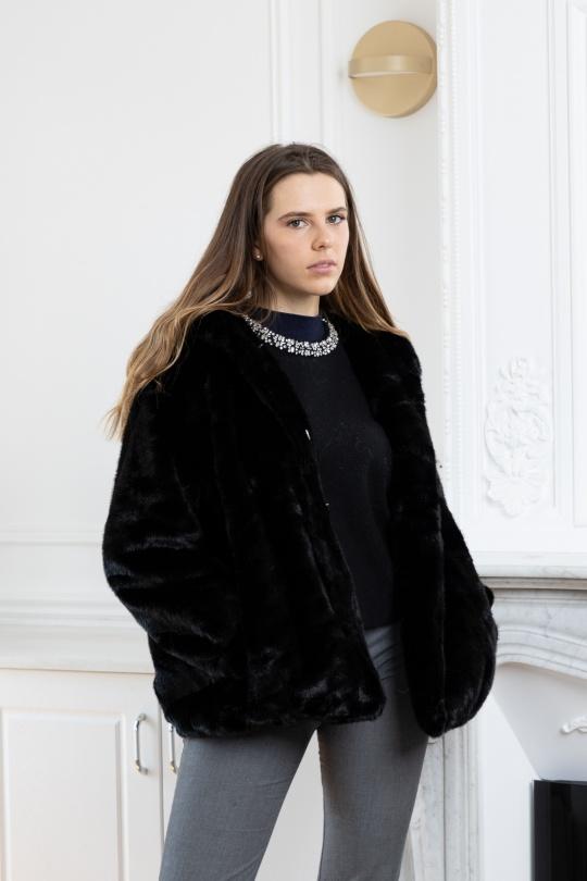 Manteaux Femme Café LINETA F-2 MANTEAU FAUSSE FOURRURE AVEC CAPUCHE  Efashion Paris