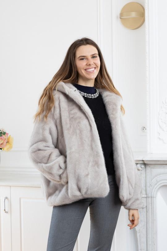 Manteaux Femme Café LINETA F-2 MANTEAU FAUSSE FOURRURE AVEC CAPUCHE  Efashion Paris