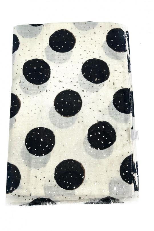 Foulards Accessoires Beige LINETA HH-232 FOULARD IMPRIMÉ MOTIF PETIT POIS AVEC DORURE  Efashion Paris