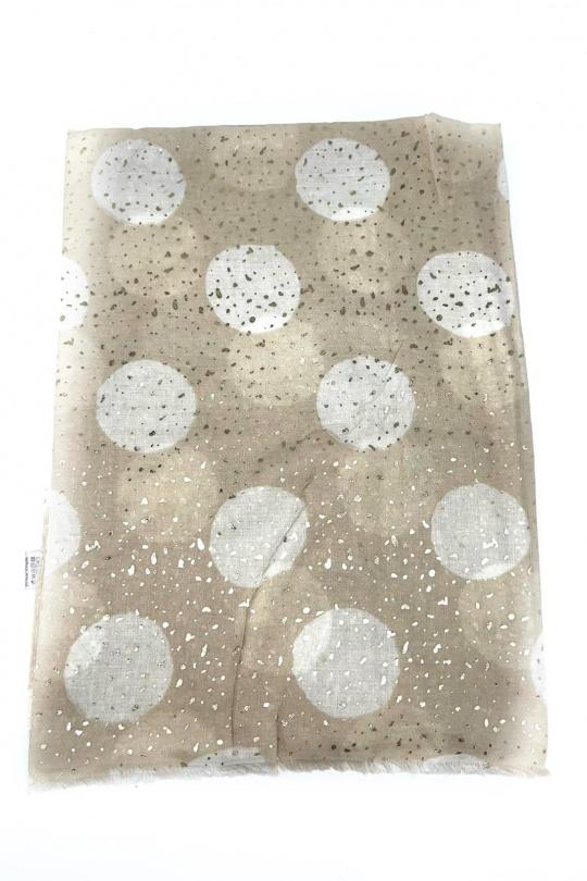 Foulards Accessoires Beige LINETA HH-232 FOULARD IMPRIMÉ MOTIF PETIT POIS AVEC DORURE  Efashion Paris