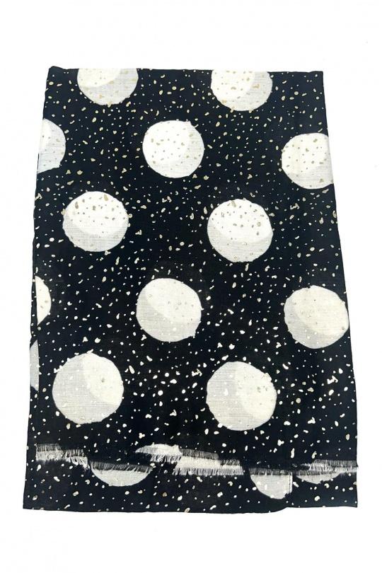 Foulards Accessoires Beige LINETA HH-232 FOULARD IMPRIMÉ MOTIF PETIT POIS AVEC DORURE  Efashion Paris