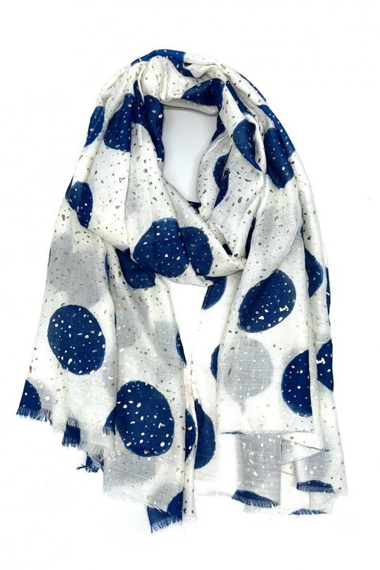 Foulards Accessoires Beige LINETA HH-232 FOULARD IMPRIMÉ MOTIF PETIT POIS AVEC DORURE  Efashion Paris