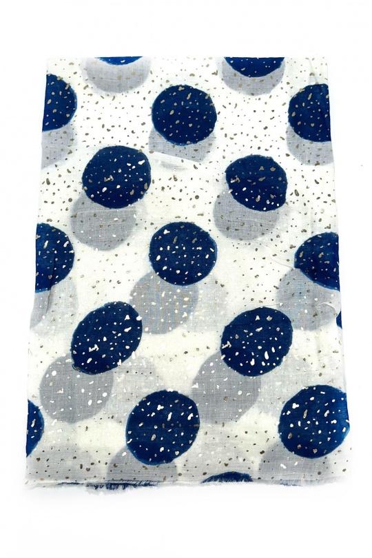 Foulards Accessoires Beige LINETA HH-232 FOULARD IMPRIMÉ MOTIF PETIT POIS AVEC DORURE  Efashion Paris