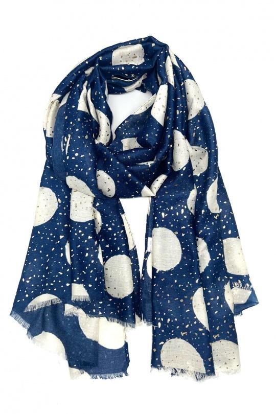 Foulards Accessoires Beige LINETA HH-232 FOULARD IMPRIMÉ MOTIF PETIT POIS AVEC DORURE  Efashion Paris