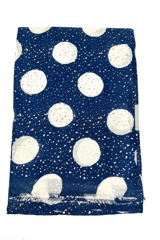 Foulards Accessoires Beige LINETA HH-232 FOULARD IMPRIMÉ MOTIF PETIT POIS AVEC DORURE  Efashion Paris