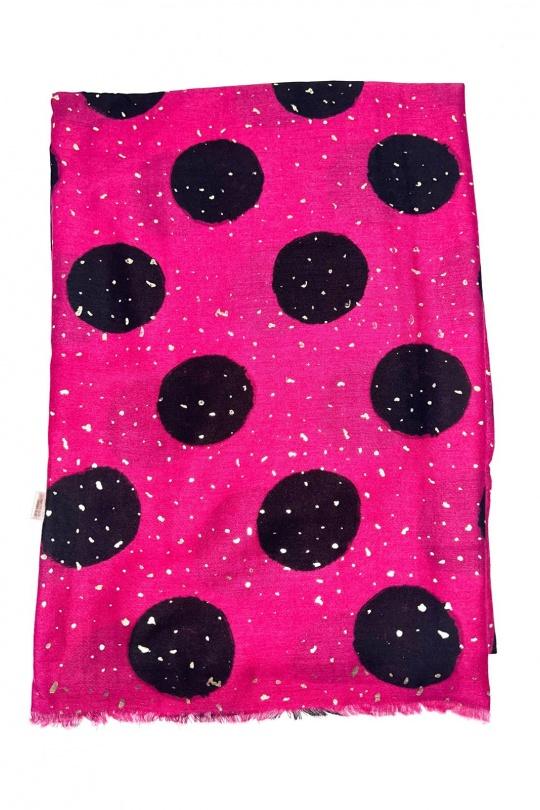 Foulards Accessoires Beige LINETA HH-232 FOULARD IMPRIMÉ MOTIF PETIT POIS AVEC DORURE  Efashion Paris