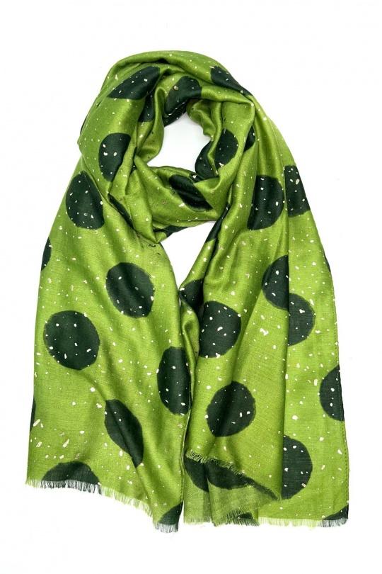 Foulards Accessoires Beige LINETA HH-232 FOULARD IMPRIMÉ MOTIF PETIT POIS AVEC DORURE  Efashion Paris