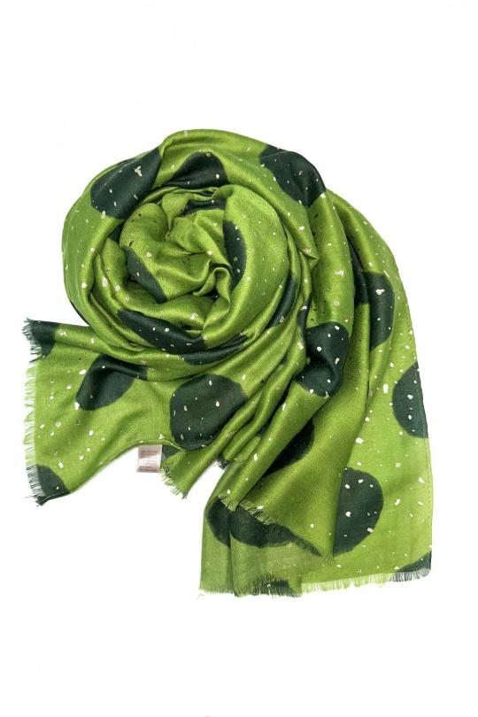 Foulards Accessoires Beige LINETA HH-232 FOULARD IMPRIMÉ MOTIF PETIT POIS AVEC DORURE  Efashion Paris