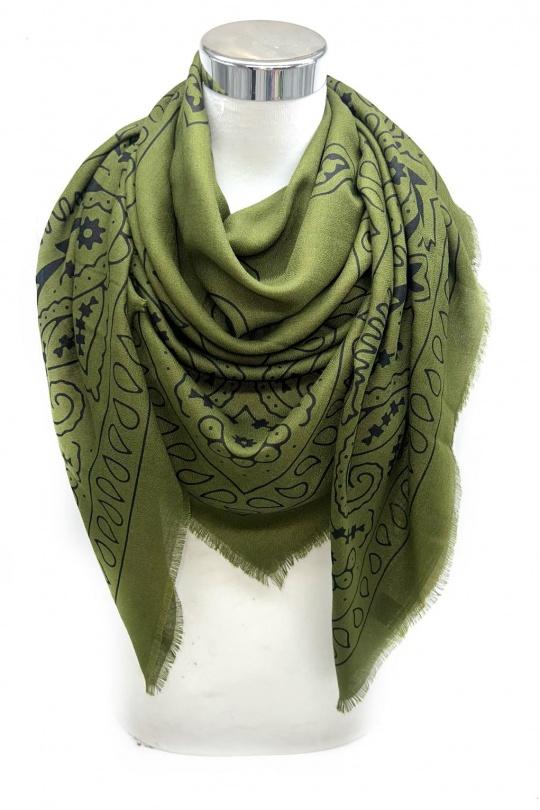 Foulards Accessories Green LINETA A-6 FOULARD GRAND CARRÉ IMPRIMÉ MOTIF CACHEMIRE Efashion Paris