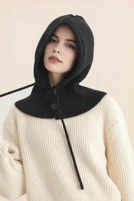 Bonnets Accessoires Blanc LINETA CAGOULE AVEC BOUTON  Efashion Paris