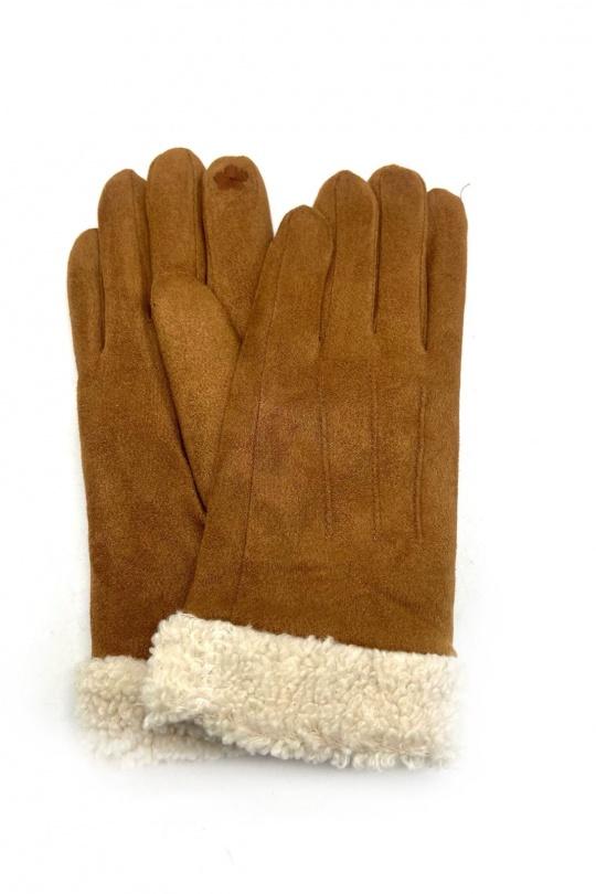 Gants Accessoires Camel LINETA ST-3027 GANT MOUMOUTE AVEC EFFET DAIM  Efashion Paris