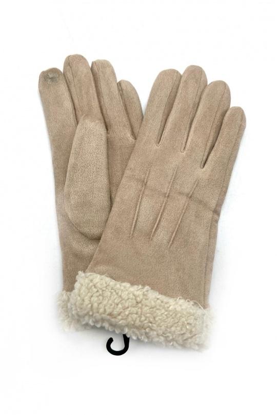 Guanti Accessori Beige LINETA ST-3027 GANT MOUMOUTE AVEC EFFET DAIM  Efashion Paris