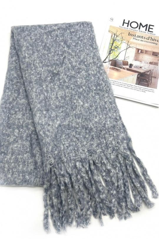 Écharpes Accessoires Camel LINETA HH-338 ECHARPE ULTRA DOUCE UNI MOUCHETÉ AVEC GROSSE FRANGE  Efashion Paris