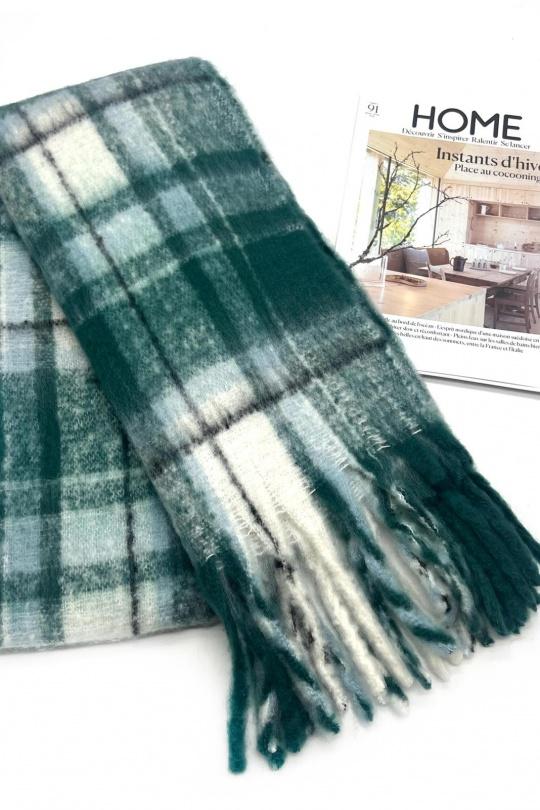 Écharpes Accessoires Brun LINETA HH-337 ECHARPE ULTRA DOUCE MOTIF CARREAUX AVEC GROSSE FRANGE  Efashion Paris