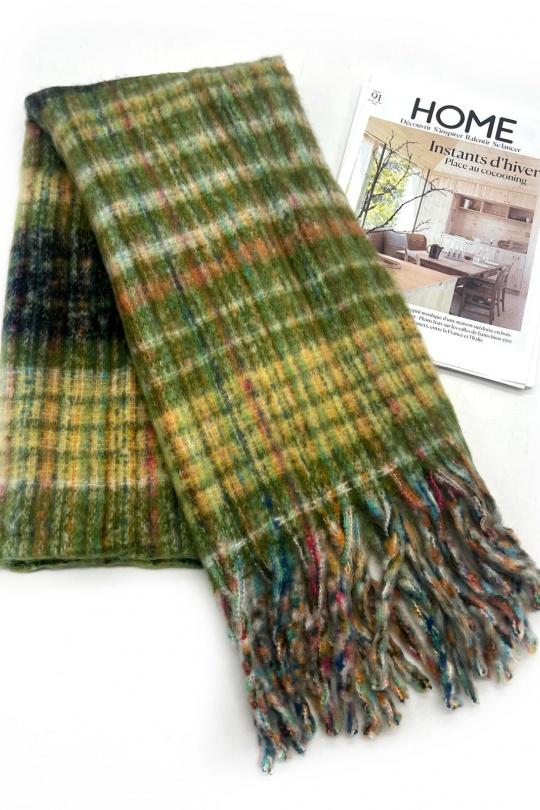Écharpes Accessoires Brun LINETA HH-337 ECHARPE ULTRA DOUCE MOTIF CARREAUX AVEC GROSSE FRANGE  Efashion Paris