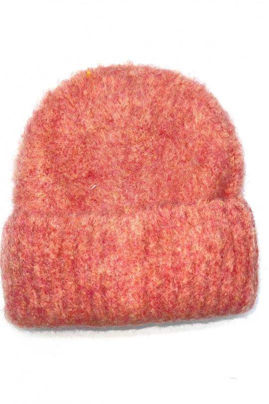 Bonnets Accessoires Rose LINETA BX-27 BONNET UNI MOUCHETÉ AVEC DOUBLURE  Efashion Paris