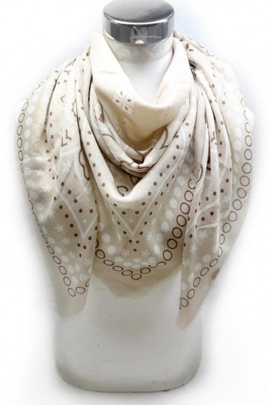 Foulards Accessoires Beige LINETA 46735-K9 FOULARD GRAND CARRÉ 110*110 MOTIF BANDANA  Efashion Paris