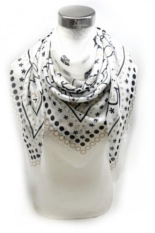 Foulards Accessoires Beige LINETA 46735-K9 FOULARD GRAND CARRÉ 110*110 MOTIF BANDANA  Efashion Paris